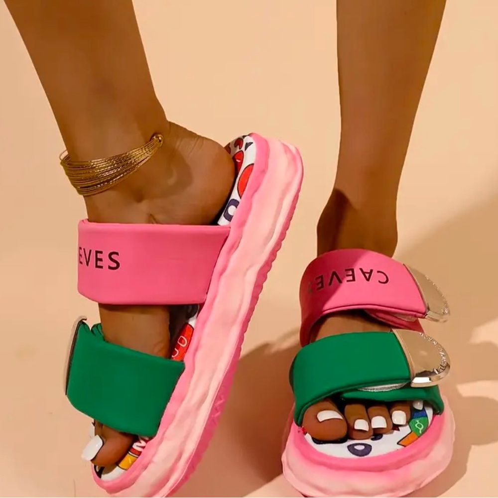 Double strap platform sandals